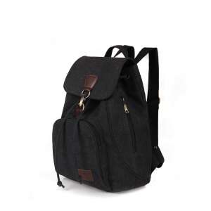 Dollcini Damen Canvas Rucksack, schwarz, Casual Daypack, für Frauen, Mädchen, Business, Reisen - Rucksäcke
