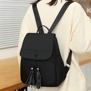 Dollcini Damen Rucksack schwarz mit Quasten - Rucksäcke