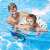 Child using Intex inflatable swim ring in a swimming pool, supervised by an adult
