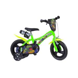 Teenage Mutant Ninja Turtles 12 Zoll Fahrrad für Kinder, grün mit schwarzen Akzenten, mit Wasserflaschenhalter und Stützrädern - Fahrrad für Kinder
