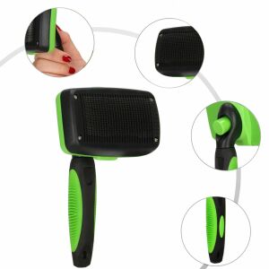 SPRINGOS Self-Cleaning Pet Brush Collage - Green and Black - Pet Care