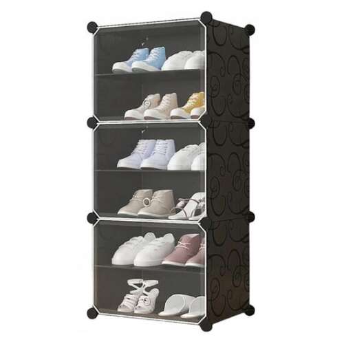 Moduláris cipőtároló szekrény, Mufart, műanyag, 3 rekeszes, 6 polc, 44x31x96 cm, 44x31x96 cm 75159557