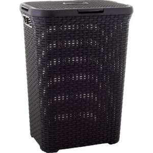 Curver Laundry Basket, 60 L, 44x34x61 cm, Dark Brown