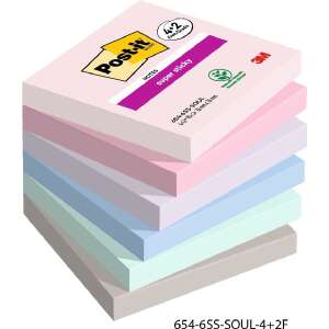 Post-it Super Sticky Soulful Notizen, 76x76mm, 90 Blatt pro Block, 6 Blöcke pro Pack, gemischte Farben - Notizblöcke