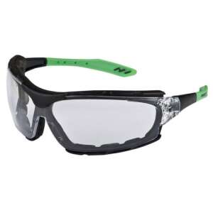 Clear safety glasses with black frame and green temples, M6000 - Protective Equipment