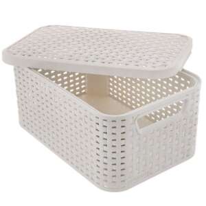 Curver Laundry Basket, 2 Handles, Lid, Plastic, 45x33x25 cm, Cream