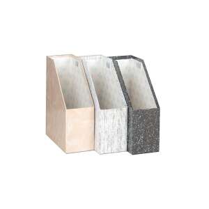 IRISOffice 9 cm Karton-Ablagefach, schwarz mit Mohnmuster, 3er-Set - Dokumenten-Stehsammler