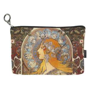 Fridolin Zodiac Cosmetic Bag, Art Nouveau style makeup bag with a woman and zodiac signs - Cosmetic bag