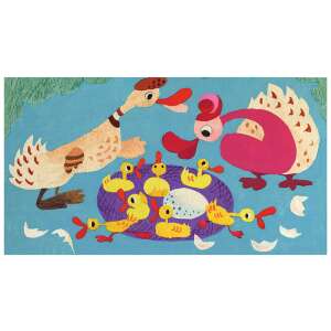 Rața urâtă de Hans Christian Andersen, diapozitive, ilustrație cu rațe mici care ies din ouă - Filme diapozitive