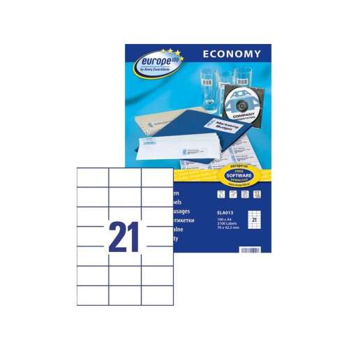 Avery Europe100 ELA013 70x42,3mm 2100 Etiketten, Economy, weiß, Etikettenblatt