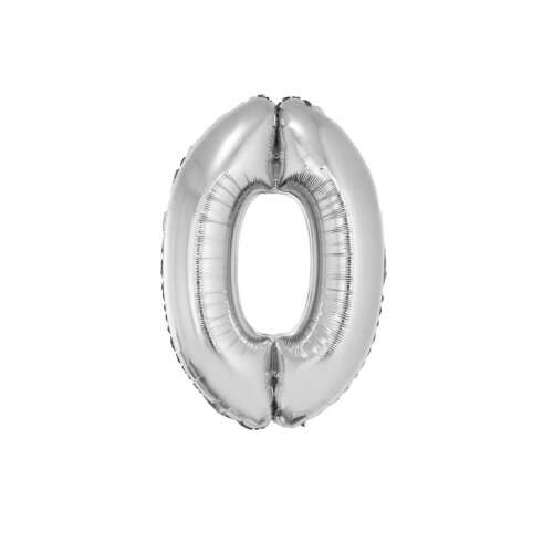 Silver number 0 foil balloon, 80 cm