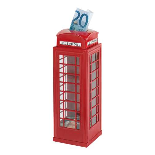 Piros brit telefonfülke persely, fém pénztárca, piros telefonfülke pénztárca - Persely
