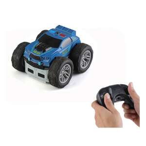 Blue and grey remote control stunt car with police markings, 360 degree flip, 2.4GHz, 4 channel, battery powered - Remote control vehicle