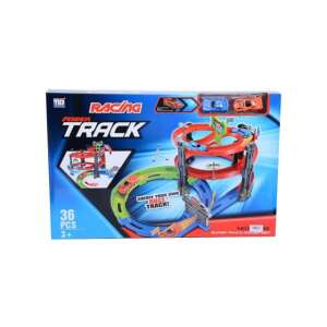 Racing Track 36db-os versenypálya szett spirálemelkedővel és 2db hátrahúzható kisautóval 1/64 85275411 
