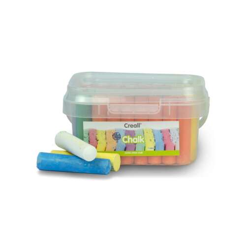 Creall járdakréta készlet, 50 darabos műanyag tárolóban. Többszínű kréta kültéri rajzoláshoz.