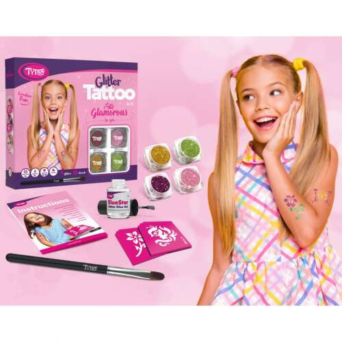 TyToo Glamorous Glitter Tattoo Kit - Complete Set with Girl Model