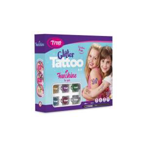 TyToo Funshine Glitter Tattoo Kit for girls, with 6 colors and 57 stencils - Tattoo