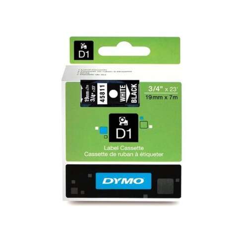 Bandă pentru mașini de etichetat Dymo D1 19mmx3,5m alb/negru