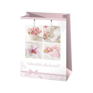 Große Hochzeit Geschenktasche mit rosa Rosen und Geschenkbox Design, 33x15x44cm - Geschenkverpackungen