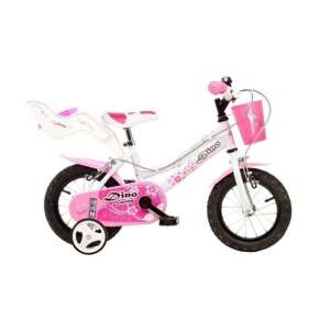 Weißes Dino Fantasy 12 Zoll Mädchenfahrrad mit Stützrädern - Fahrrad für Kinder