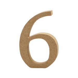 Număr din lemn 6, 13 cm, MDF, pentru artizanat și decorațiuni - Inscripții din lemn & elemente decorative