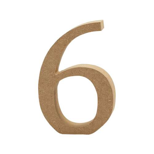 Număr din lemn 6, 13 cm, MDF, pentru artizanat și decorațiuni
