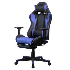 Angled view of Iris GCH204BK black and blue gaming chair - Gaming Chair