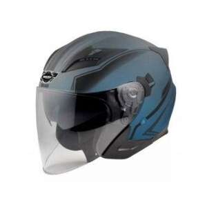 HECHT 52627 XS Motorradhelm, blau und grau, offenes Visier - Schutzausrüstung für Motorräder