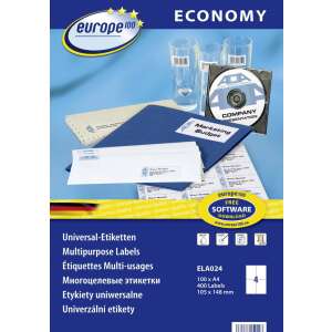 Avery Europe100 ECONOMY univerzális címkék, 4 címke laponként, 105x148mm, összesen 400 címke - Avery