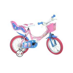 Peppa Pig 14 Zoll rosa Kinderfahrrad mit Stützrädern, Korb und Sitz - Fahrrad für Kinder