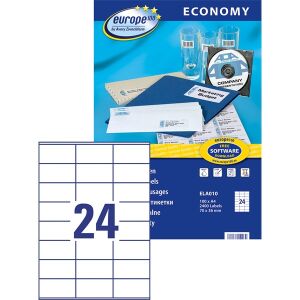 Etykiety Avery Europe 100 ELA010, 70x36mm, 2400 sztuk, do adresowania, oznaczania produktów i ogólnego etykietowania - Artykuły biurowe
