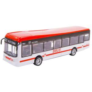 Bburago 19 cm City Bus toy, red and white, front view - Bburago