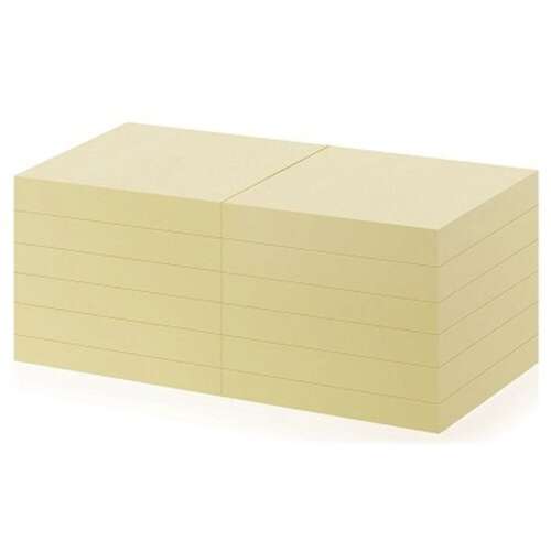 Office Depot Újrahasznosított Jegyzettömb - Sárga - 76x76mm - 12 db