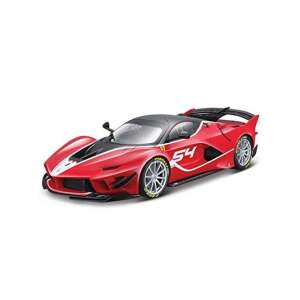 Bburago 1/18 scale Ferrari FXX-K Evoluzione diecast model car, red with white racing stripes - Bburago