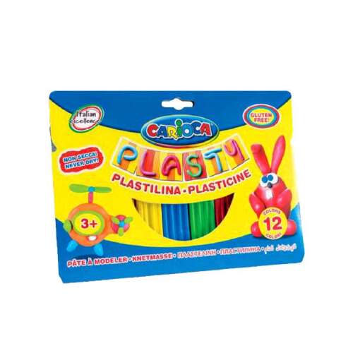 Carioca Plast-y gyurma szett, 12 szín, 150 gramm, gluténmentes, nem száradó, 3 éves kortól