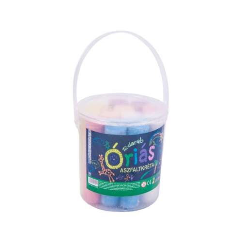 Óriás Aszfaltkréta - 12 db - Színes Kréták Vödörben