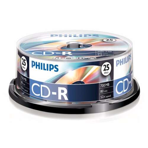 Philips CD-R80CB 52x discuri de tort cu cutie de tort 25 buc/mpachet