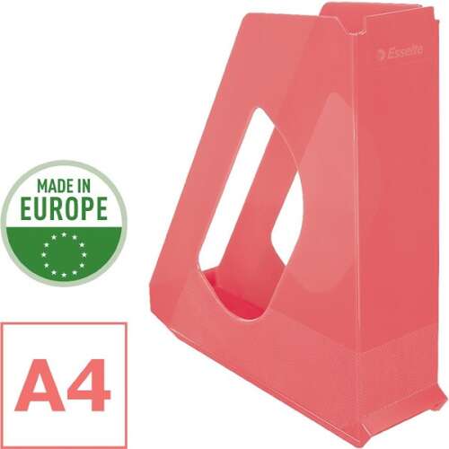 Esselte ColourBreeze A4 magazine file, coral transparent, made in Europe