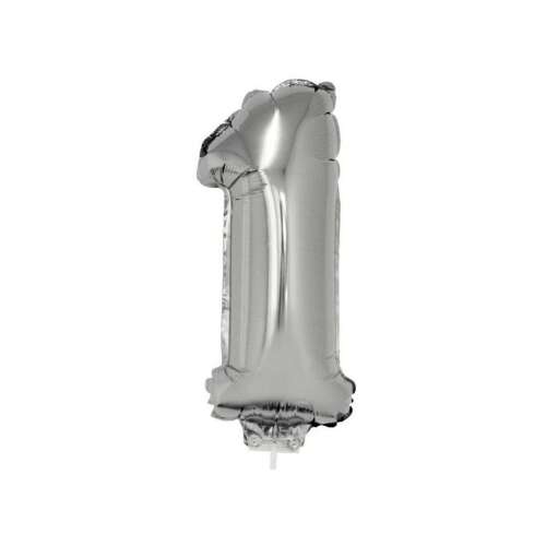 Silberner Ballon mit der Nummer 1, 42 cm, für Geburtstagsdekoration