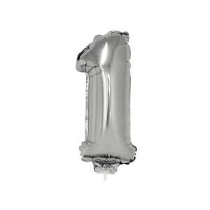 Silver number 1 balloon, 42 cm, for birthday decorations - Balloon