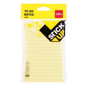 Deli Stick Up To-Do Notizen, 100 Blatt, liniert, gelb, 152x101mm - Deli Tools