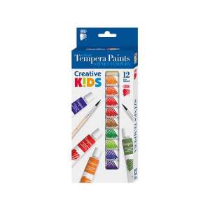 ICO Creative Kids Tempera Paints, 12 tubes of 12ml tempera paint, assorted colors - Tempera paint