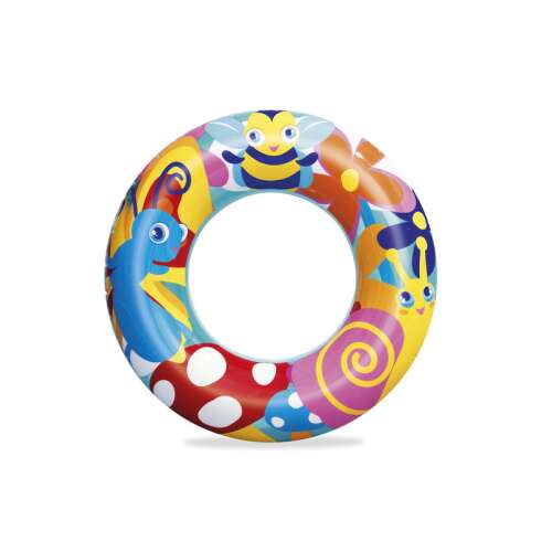Bestway 56cm inflatable swim ring with colorful snail and insect design
