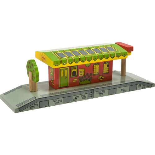 Fából készült vasúti sín, állomásépület 85008478 - Bigjigs