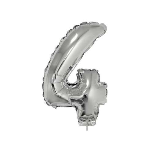 Silver number 4 balloon, 42 cm, for birthday party decorations