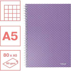 Esselte ColourBreeze A5 grid notebook, lavender, 80 sheets - Office Supplie & Stationery