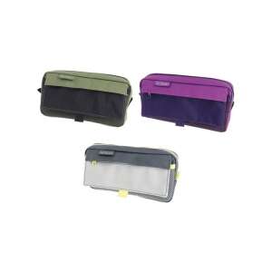 Trusa de creioane Herlitz Color Mix II, 2 buzunare, verde, violet, gri - Penare