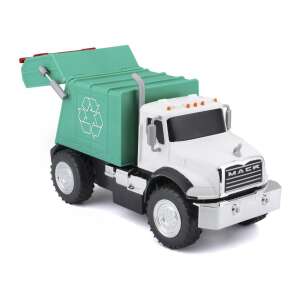 Maisto Tech RC Mack Granite Камион за боклук, играчка камион с дистанционно управление, зелен камион за боклук, символ за рециклиране, отварящ се капак за боклук - Maisto Tech