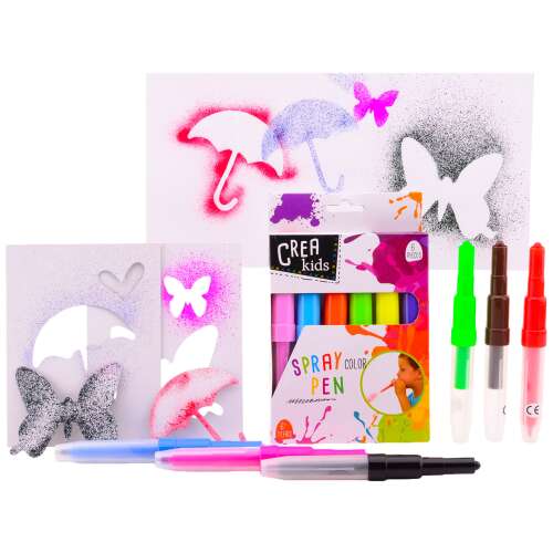Crea Kids Sprühfarben Stifte 6er Pack, Blasfarben Stifte für Kinder, kreative Bastelartikel, Malen und Zeichnen Set