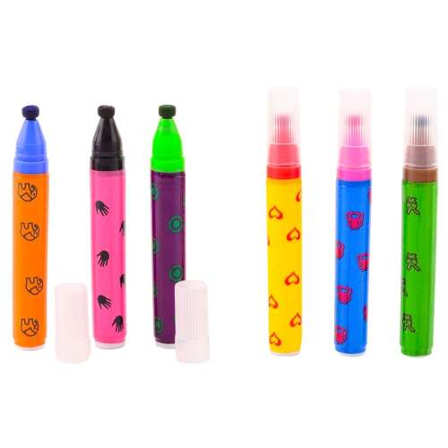 Crea Kids Stamp Color Markers, 6 colorful stamp markers for kids, ideal for drawing and stamping, close-up view of the markers
